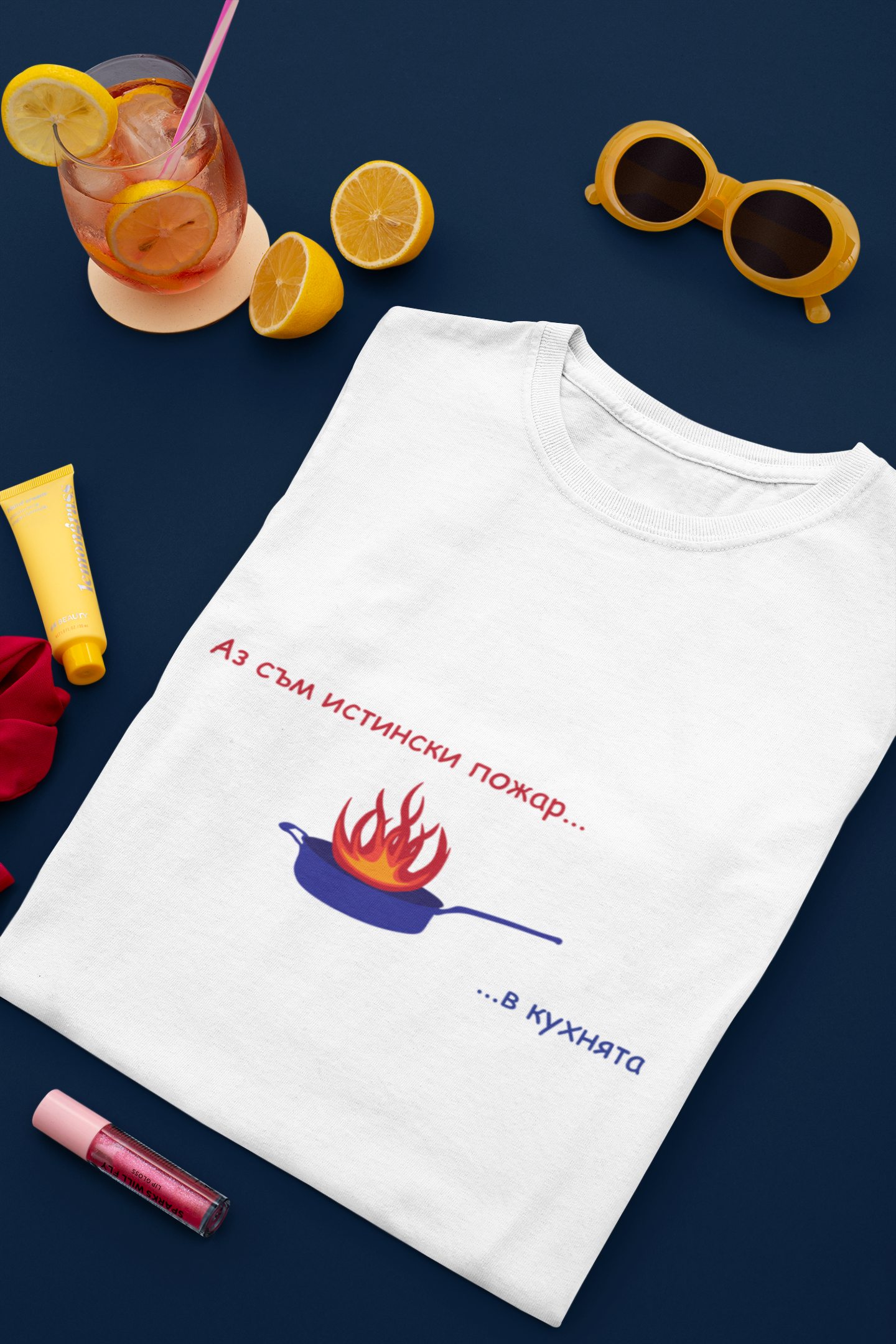 Дамска тениска &quot;Аз съм истински пожар...в кухнята&quot;